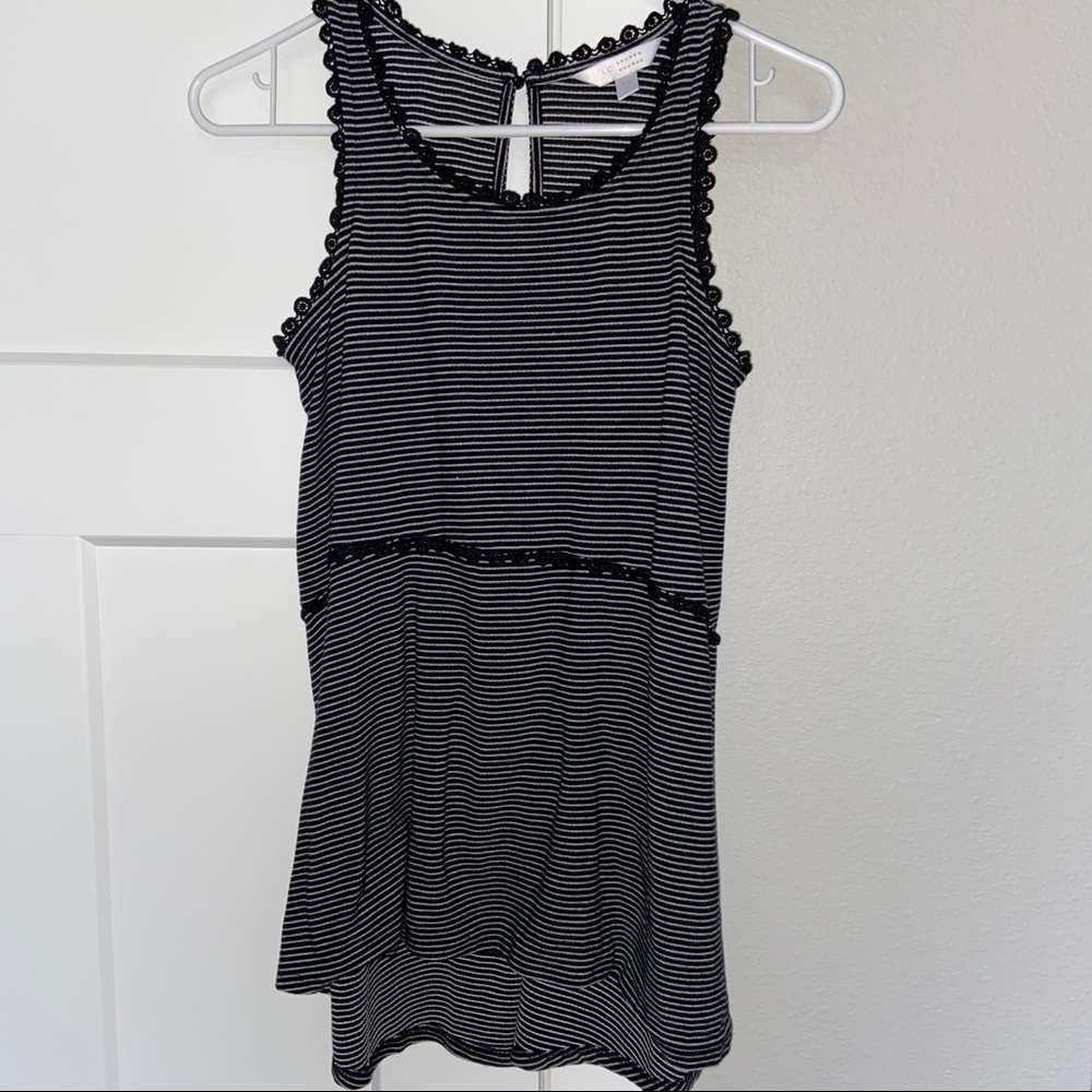 Lauren Conrad black and white stripe tunic tank